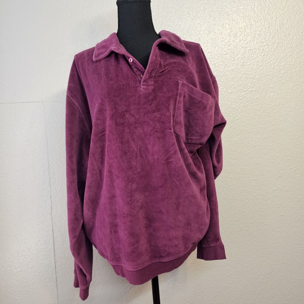 Vintage John Blair Mens Velour Pullover Sweater Sz 2XL Grandpa Core Retro Z603